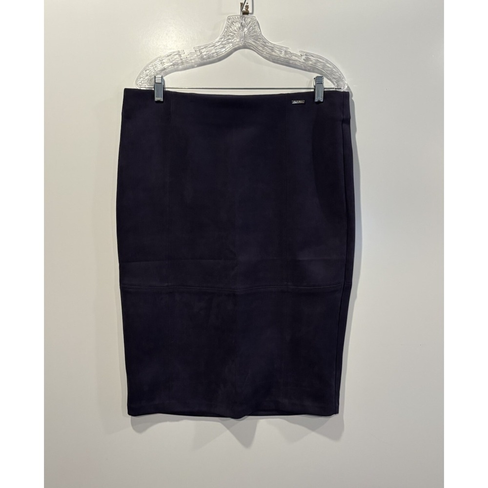Jenna Rose Navy Blue Faux Suede Pencil Skirt Size 14 Knee Length Career Wear